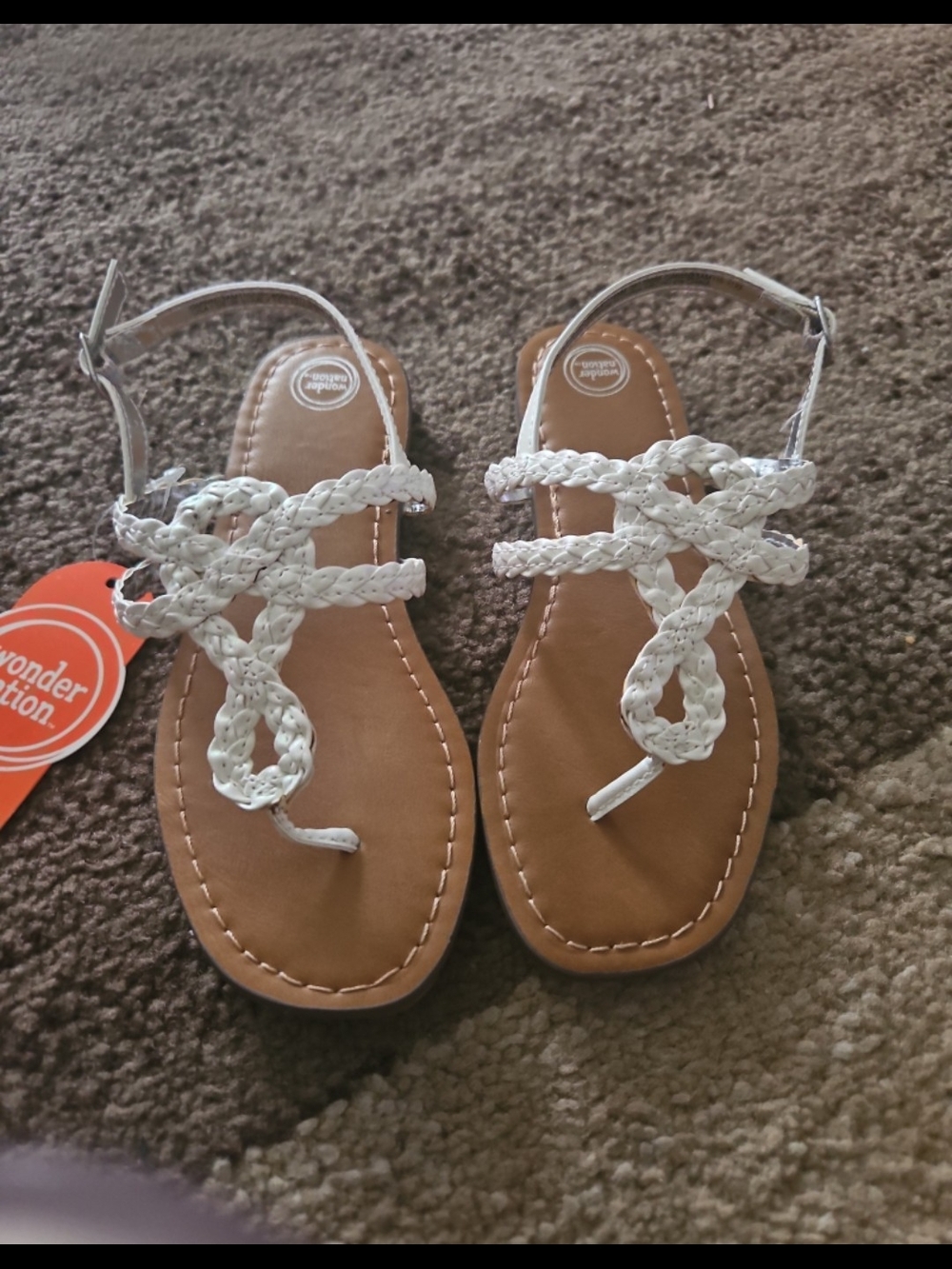 Girls wonder nation White Braided Toe-Ring Sandals
